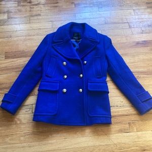 J. Crew Majesty Stadium Cloth by Nello Gori Royal Blue Peacoat w/ Gold Buttons